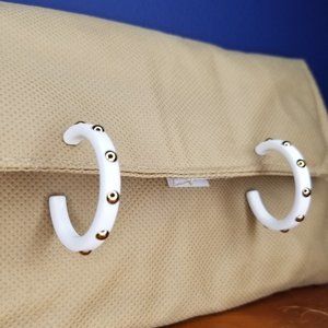 White and Gold Coach Hoop Earrings